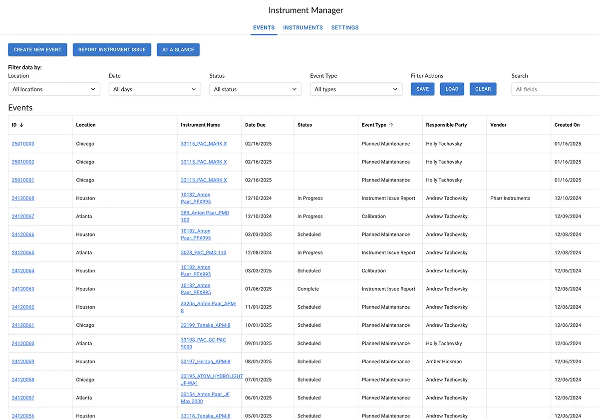 SQC Instrument Manager Events